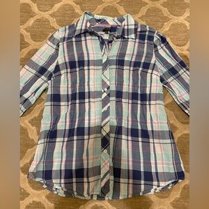 Women’s Talbots Blue and Green Button Down